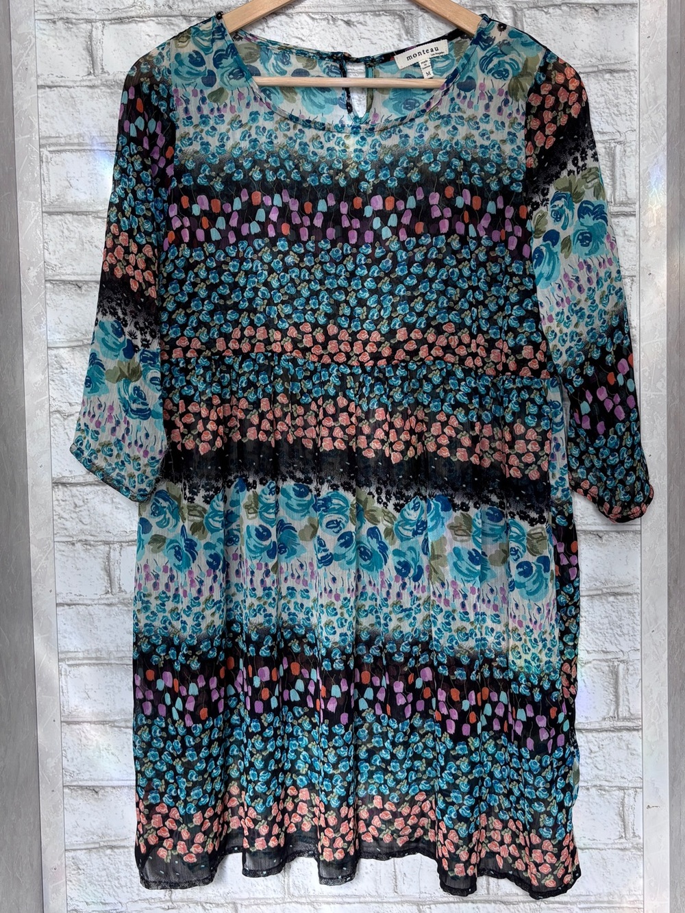 Monteau Multi-Color Floral & Dot Print Tunic